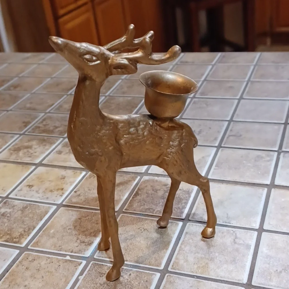 Brass Vintage‎ Reindeer Candle Holder